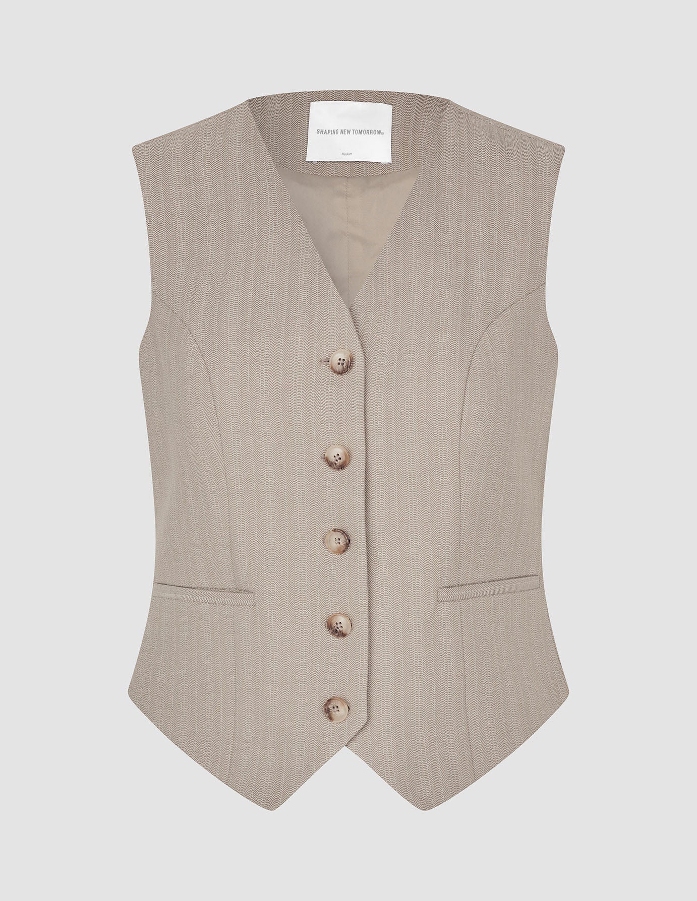 Women Serene Short Vest Burnt Sugar Herringbone